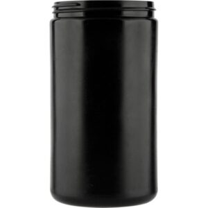 32 oz. Black HDPE Plastic Jar, Straight Sided, 89mm 89-400, 90 Grams