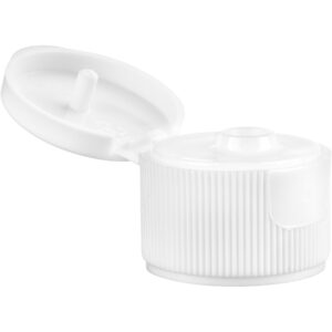 24mm 24-410 White Ribbed Snap Top Cap, Unlined, 0.125" Orifice