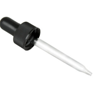 20mm 20-410 Black Ribbed Dropper W/ Graduated Pipette HDPE