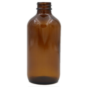 8 OZ Amber Boston Round Glass Bottle 28-400
