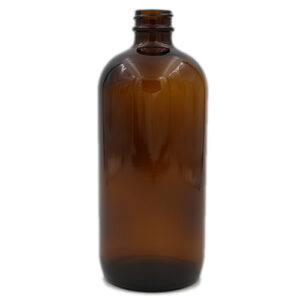 16 OZ Amber Boston Round Glass Bottle 28-400