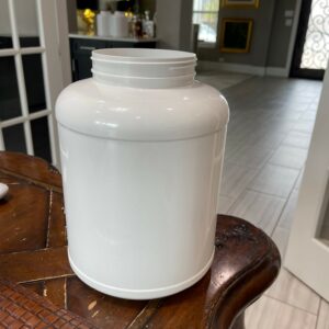 2 Gallon White pet Jar 120-400 Canyon Plastics with Label panel